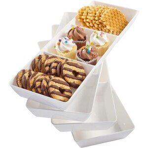 US Acrylic Avant White Plastic Divided Serving Trays (Set of 4) 15” x 5” |
